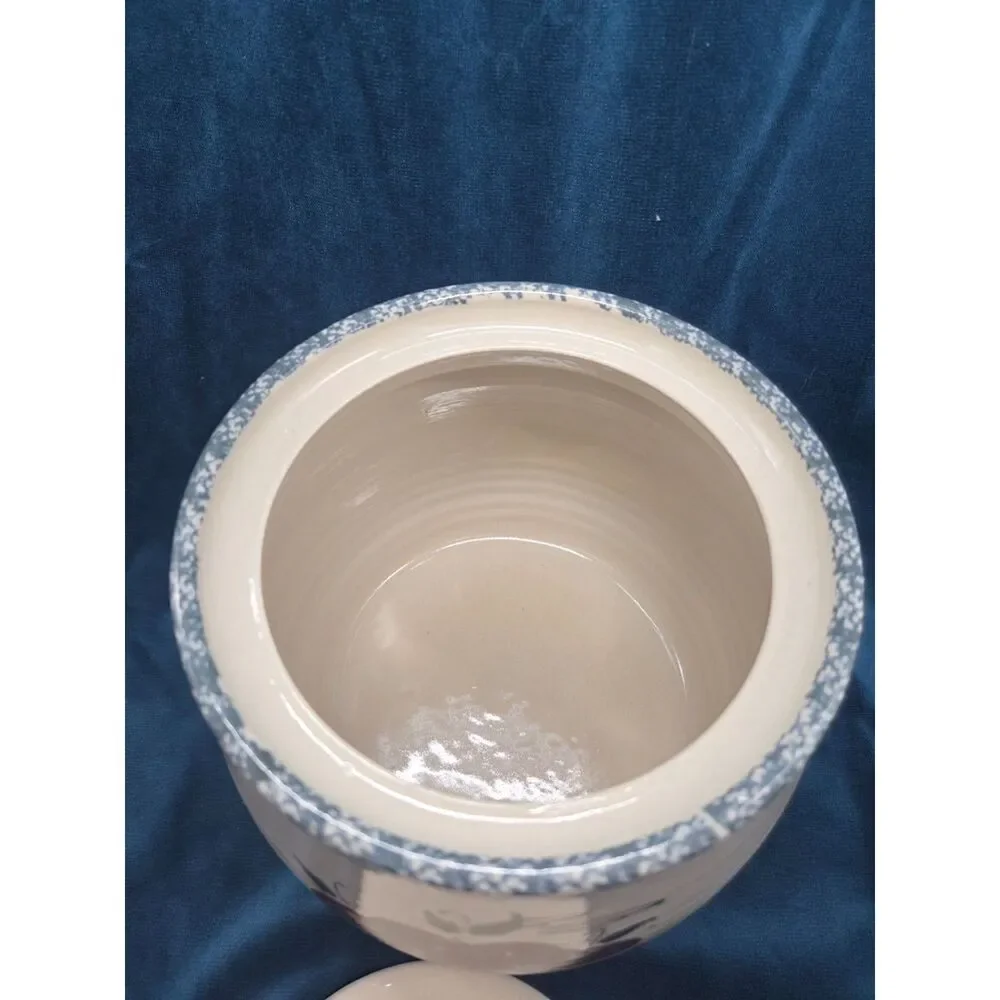 Casey Pottery Stoneware Spongeware and apple covered crock/canister